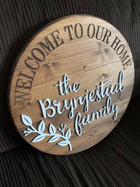 Welcome to Our Home Signs with 3D Lettering